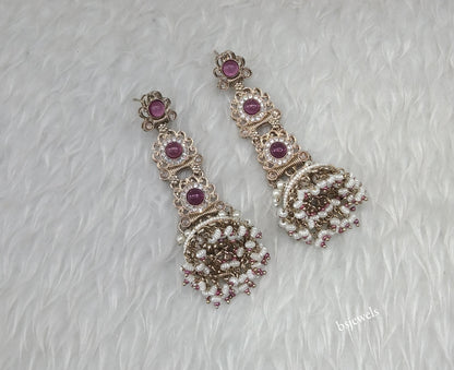 Antique Gold Purple Bollywood Louka Earrings
