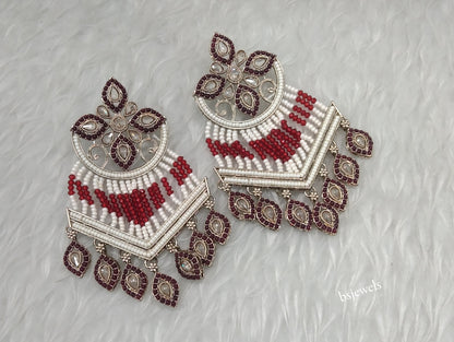 Antique Gold Maroon Bollywood Mate Earrings