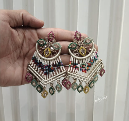 Antique Gold Multi Color Bollywood Mate Earrings