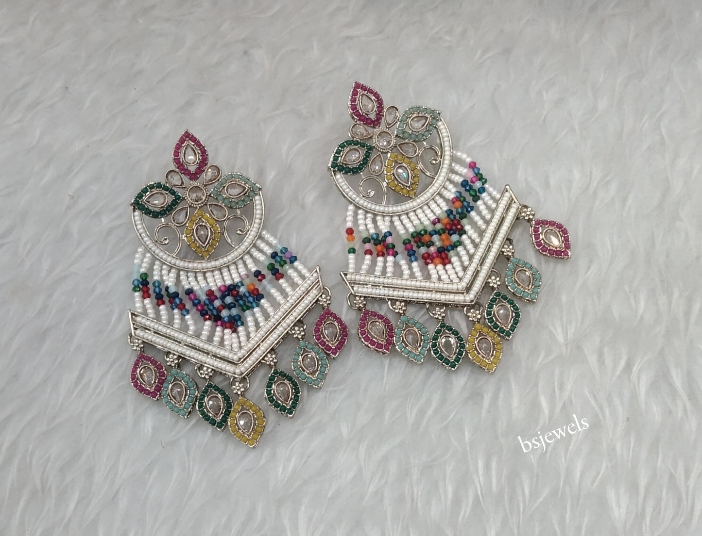 Antique Gold Multi Color Bollywood Mate Earrings