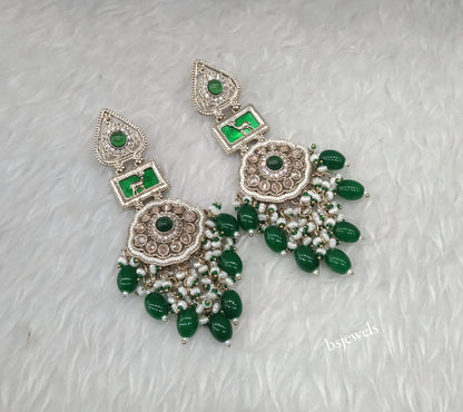 Antique Gold Green Bollywood Lone Earrings