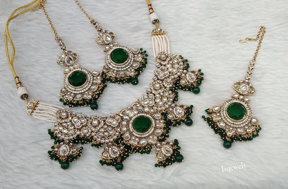Gold Green Kundan necklace Set/ kundan Indian Skyler jewellery sets