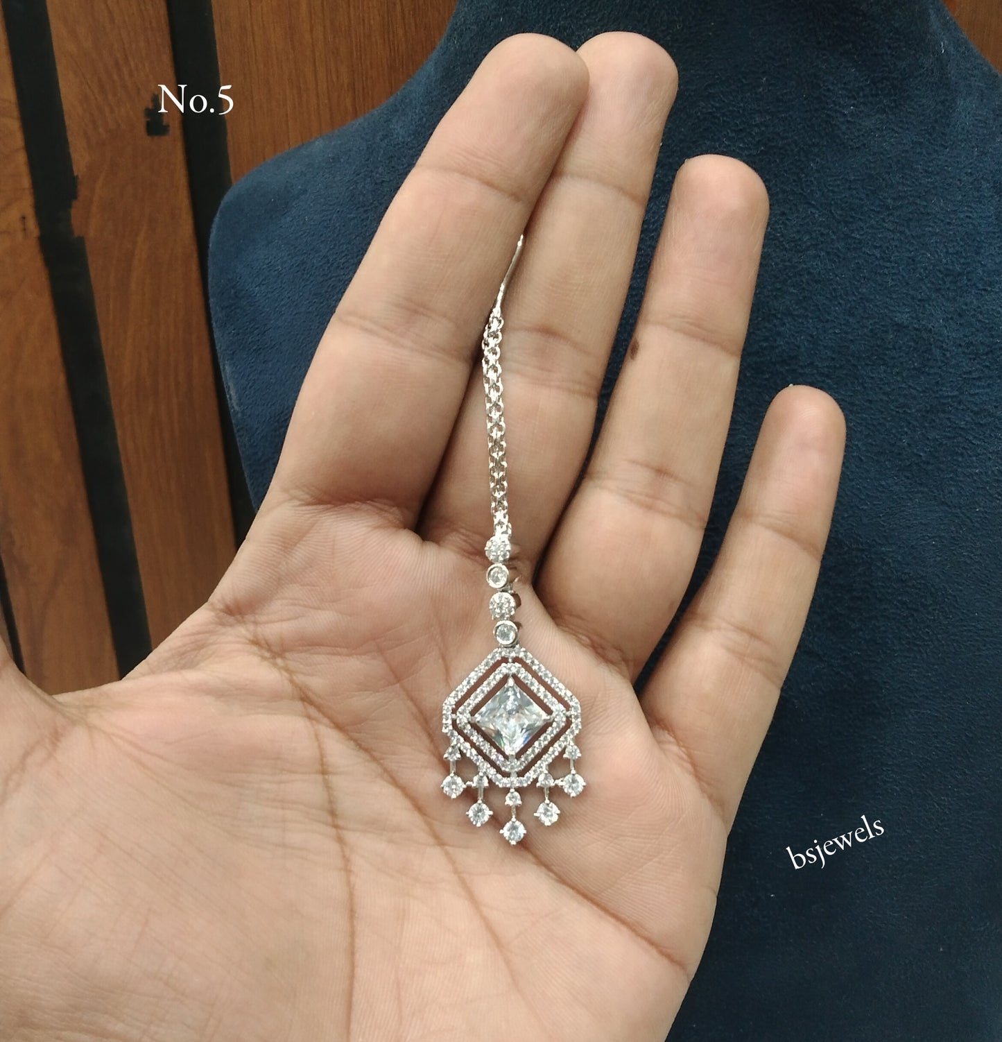 Silver Cz Tikka Jewellery Headpiece Set