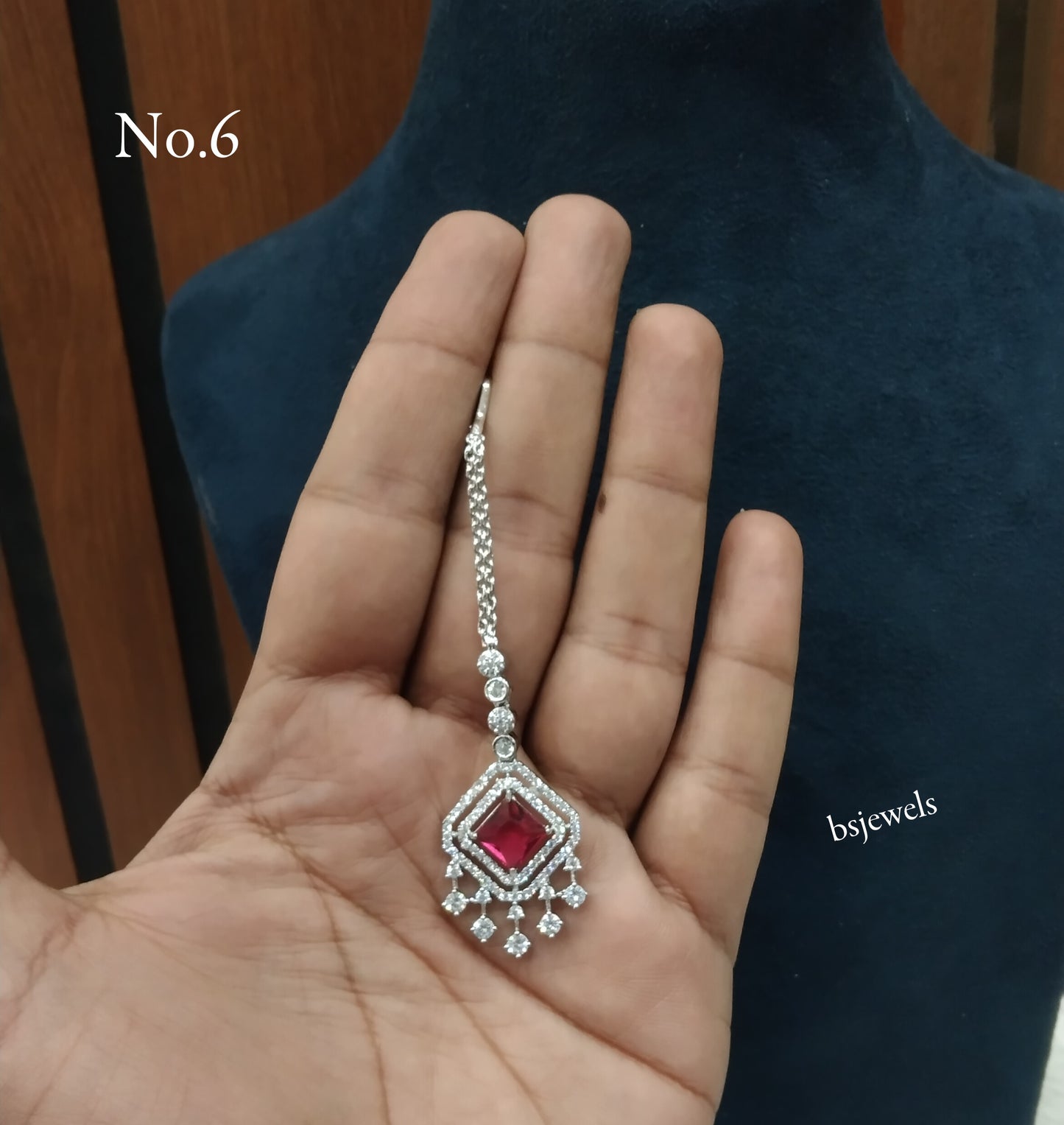 Silver Cz Tikka Jewellery Headpiece Set