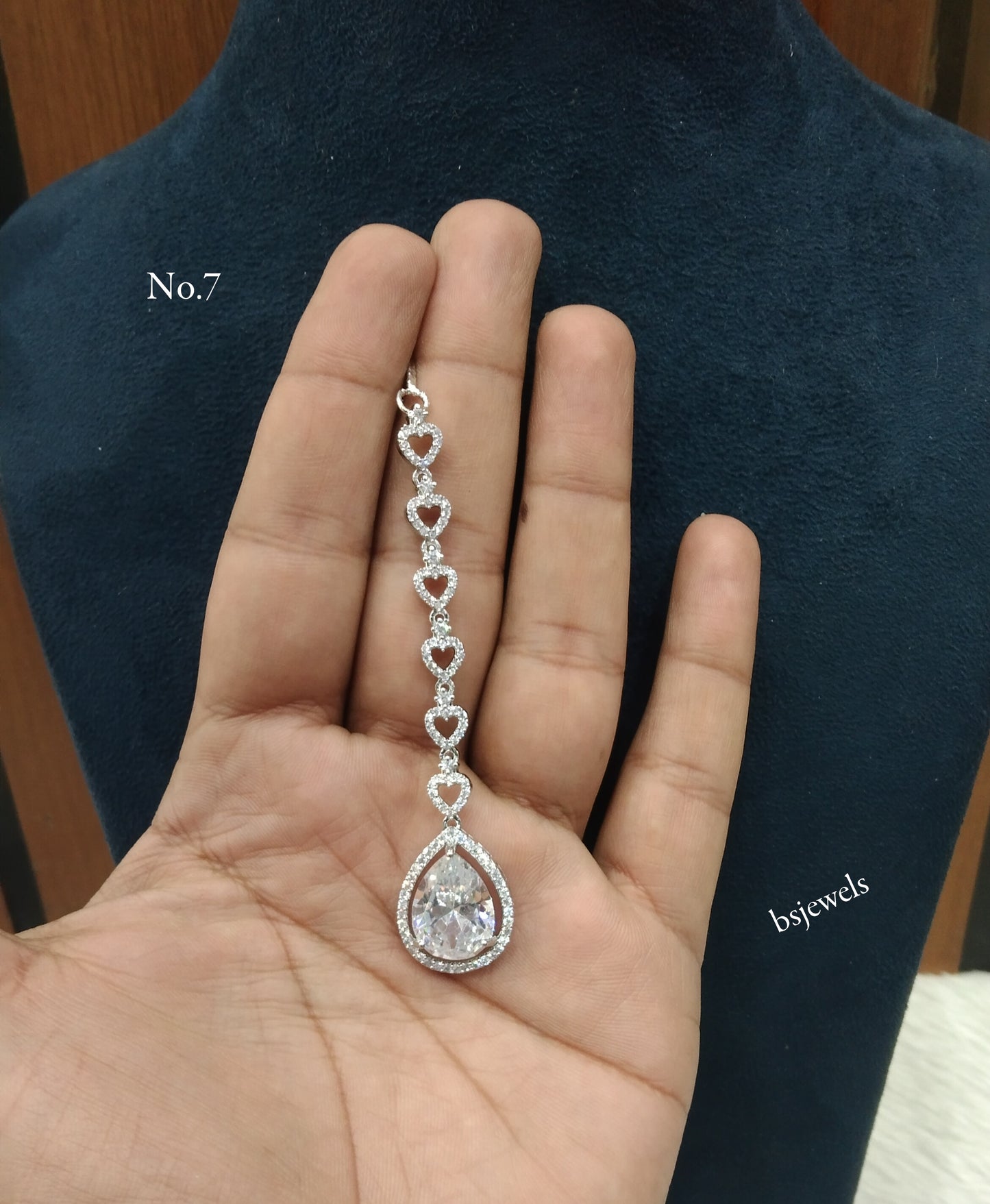 Silver Cz Tikka Jewellery Headpiece Set