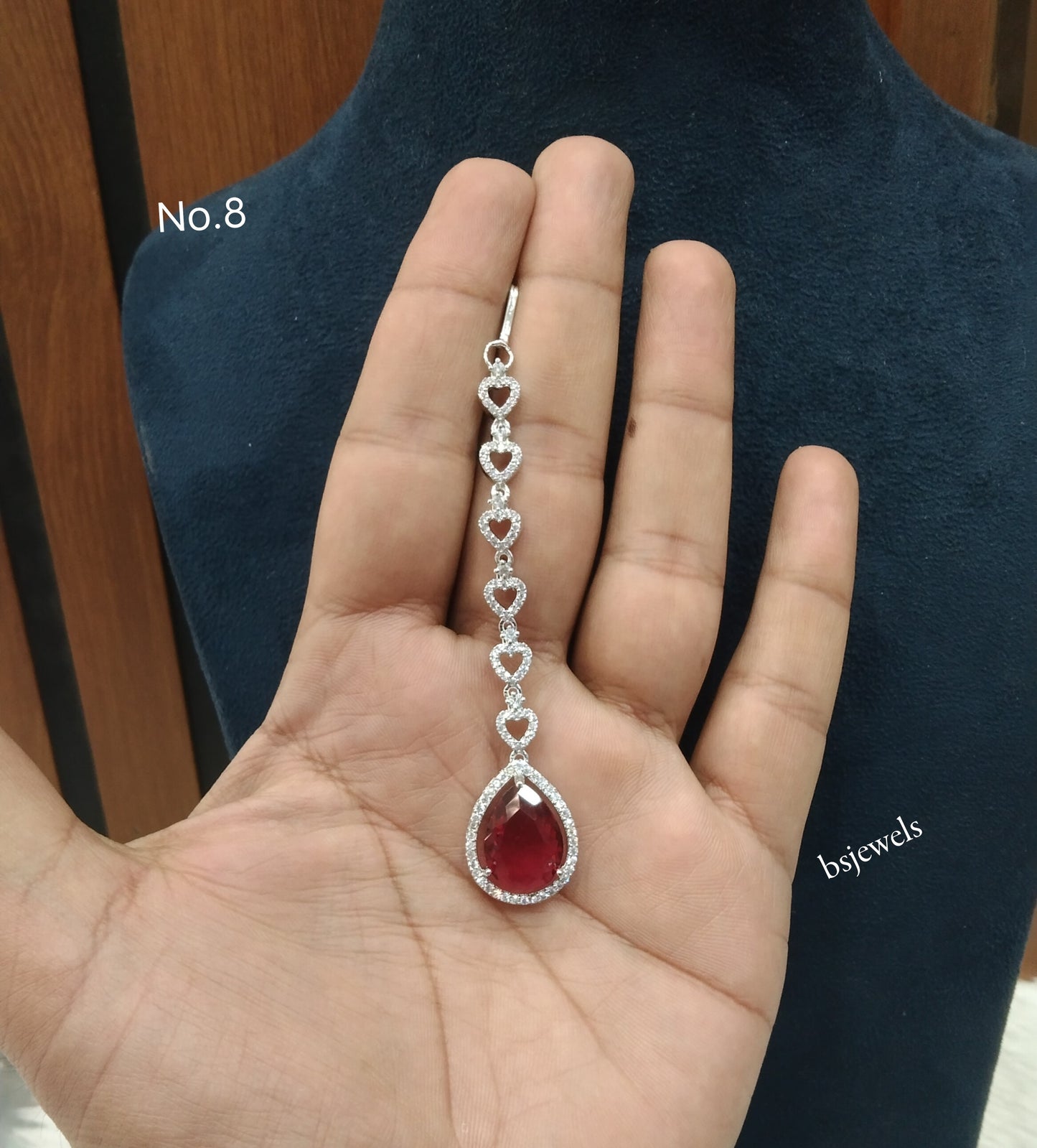 Silver Cz Tikka Jewellery Headpiece Set