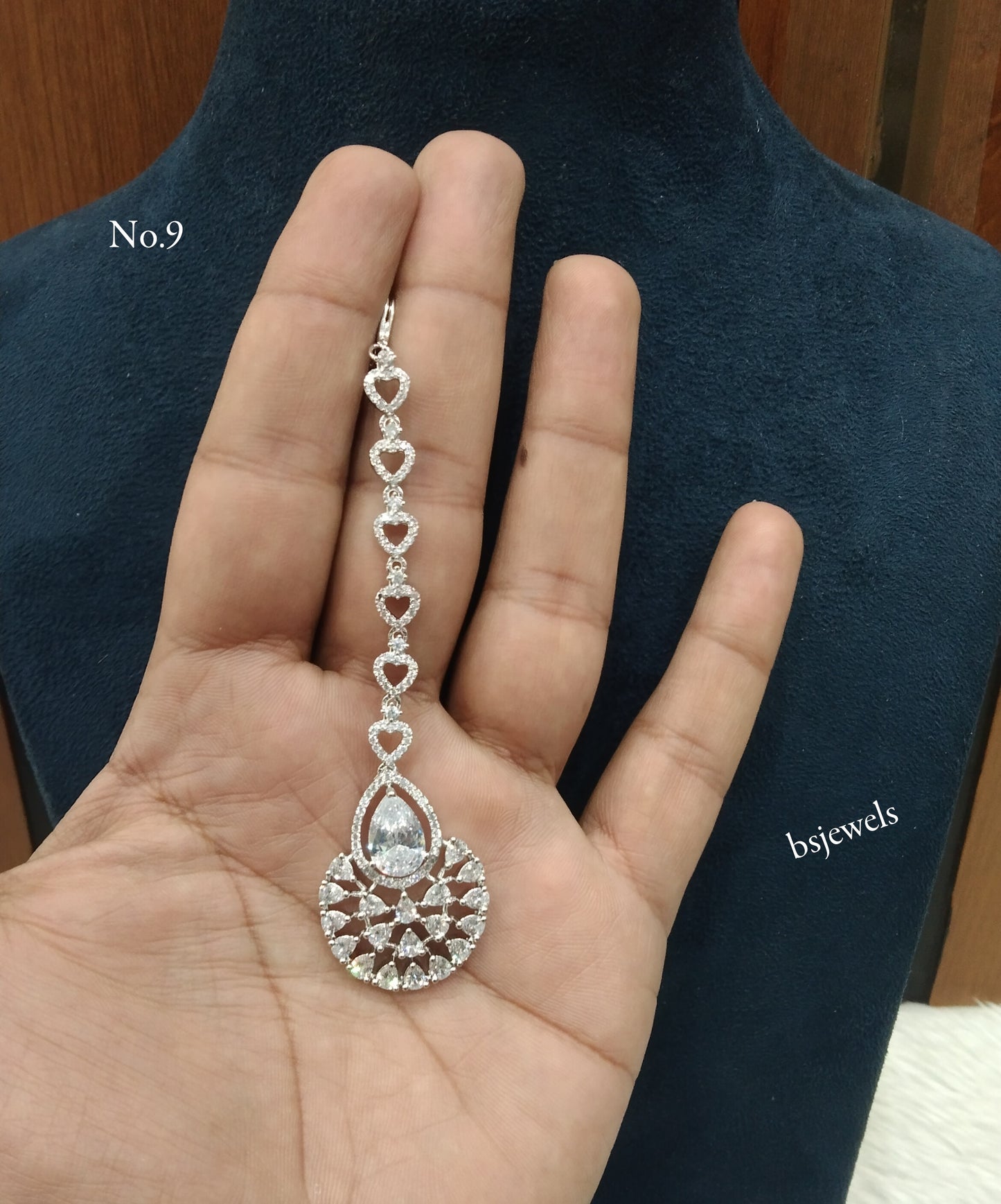Silver Cz Tikka Jewellery Headpiece Set
