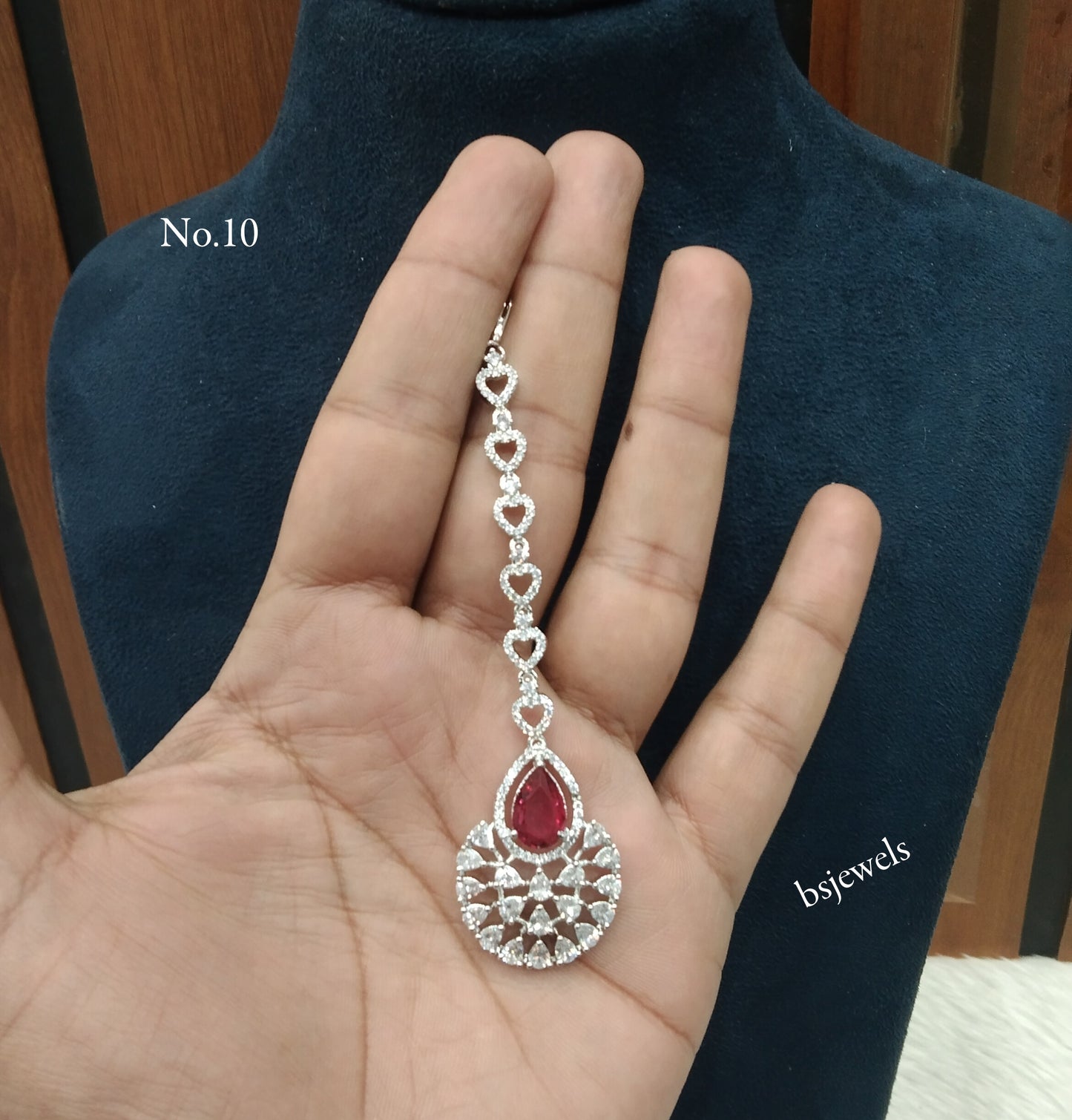 Silver Cz Tikka Jewellery Headpiece Set
