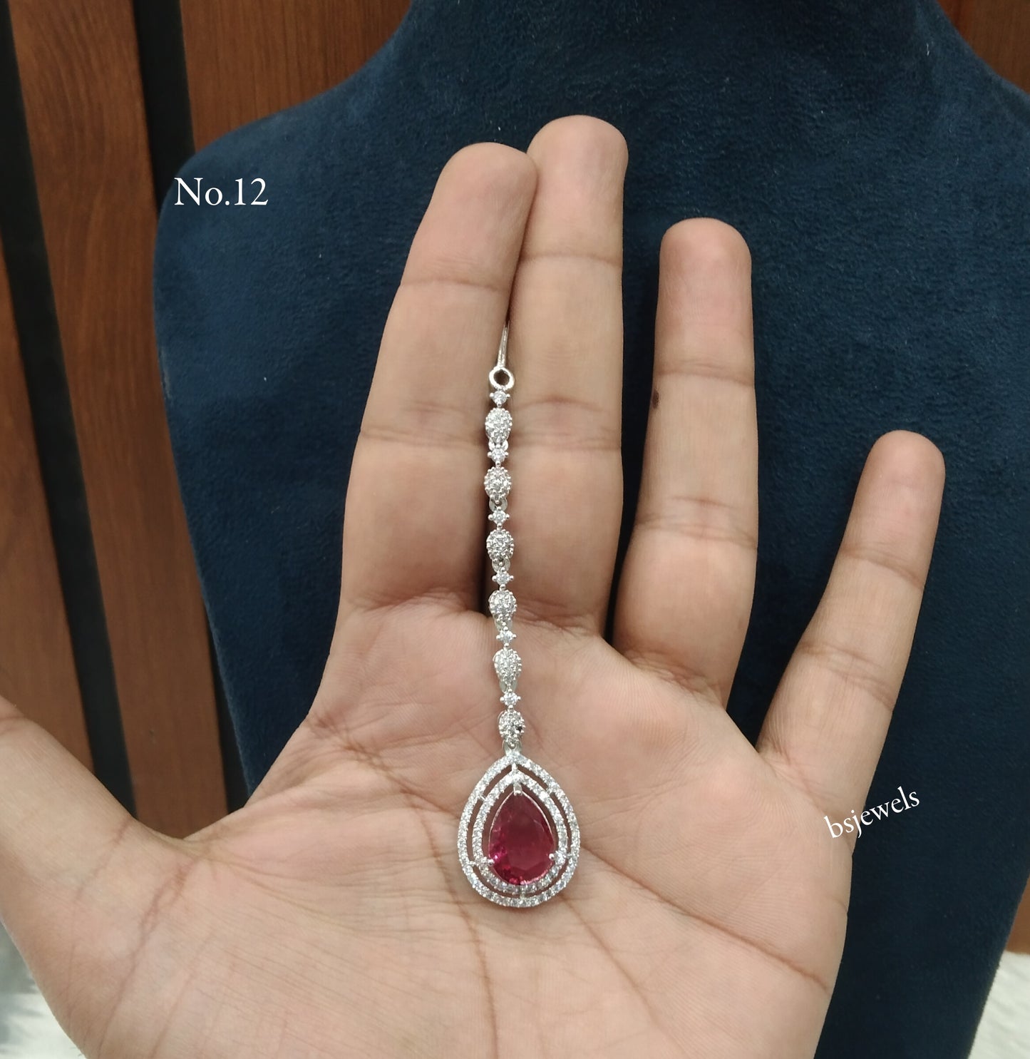 Silver Cz Tikka Jewellery Headpiece Set