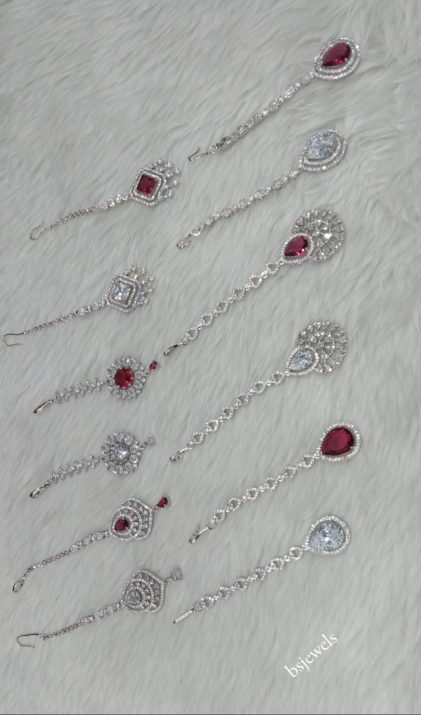 Silver Cz Tikka Jewellery Headpiece Set