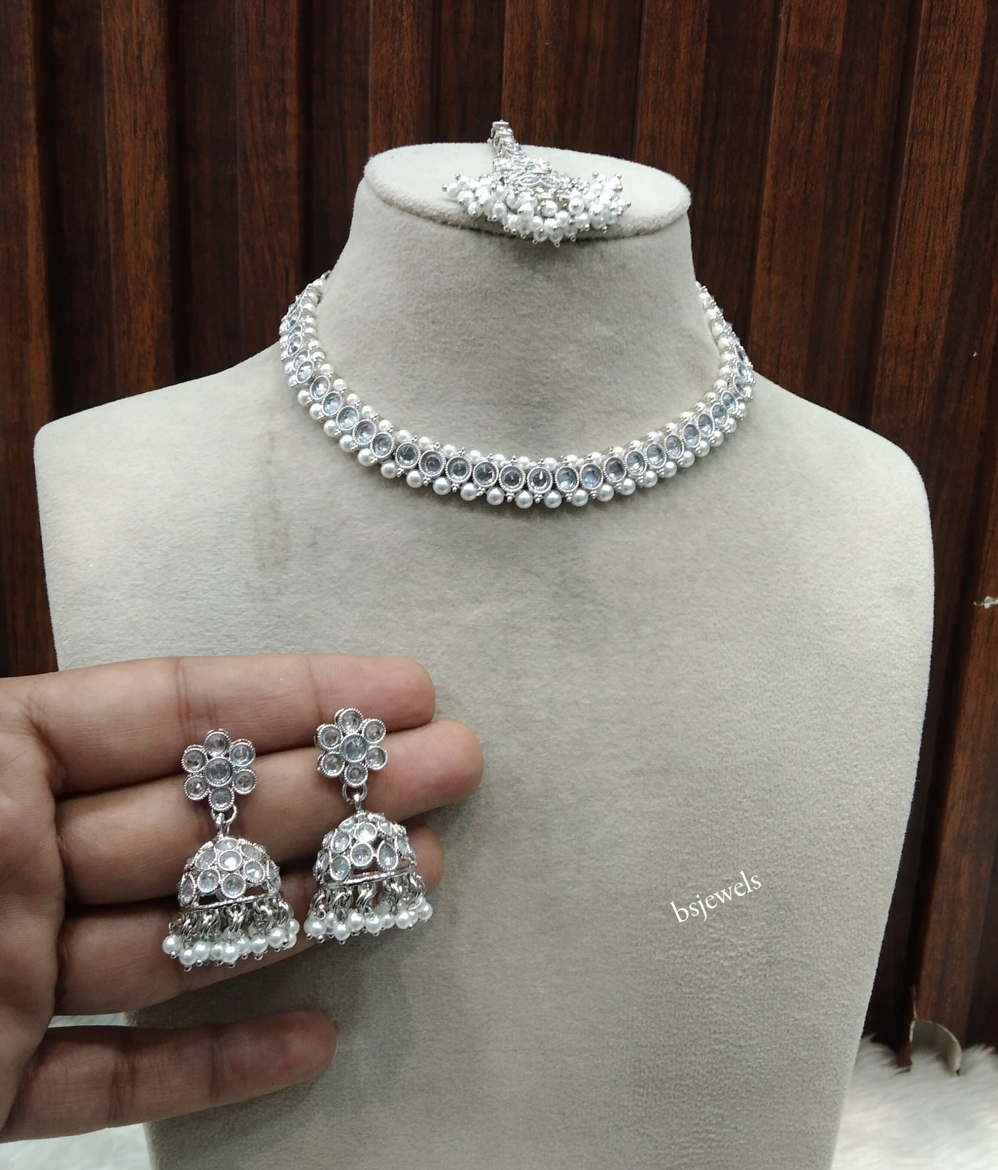 Silver Necklace Jewellery Marry Bollywood sets