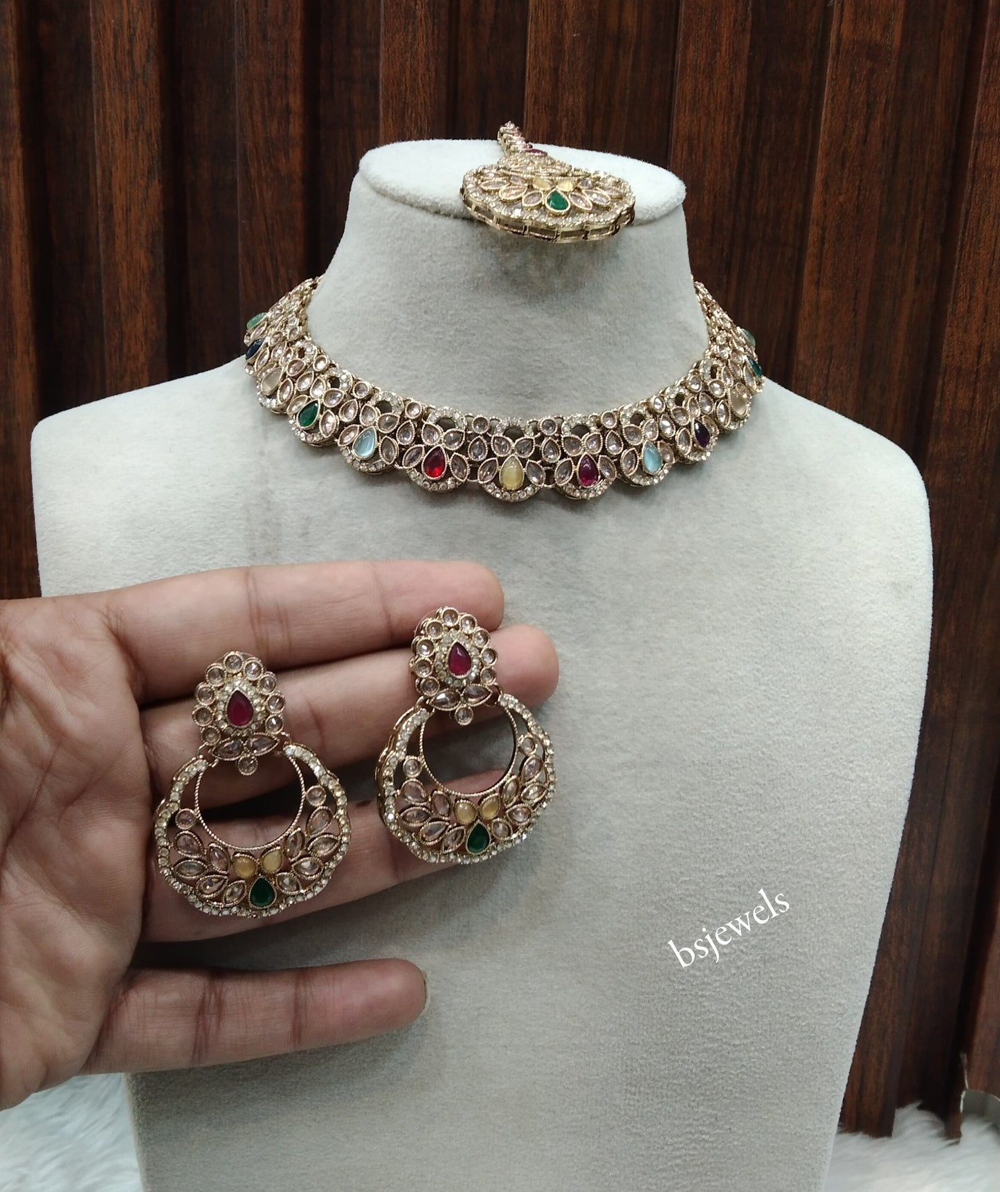 Antique Gold Multi Color Necklace Jewellery Lovedeep Bollywood sets