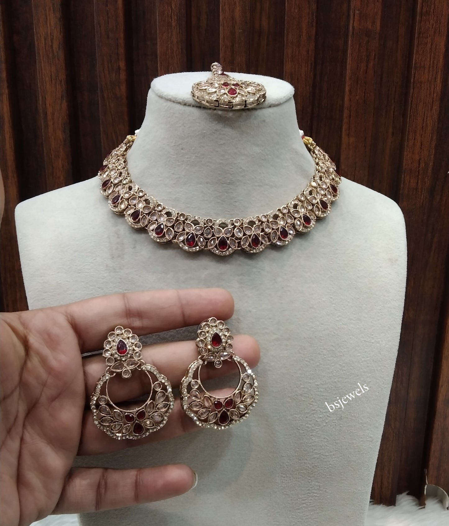 Antique Gold Maroon Necklace Jewellery Lovedeep Bollywood sets