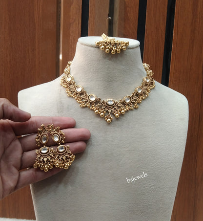 Gold Polki Kundan Necklace Jewellery Romi Set