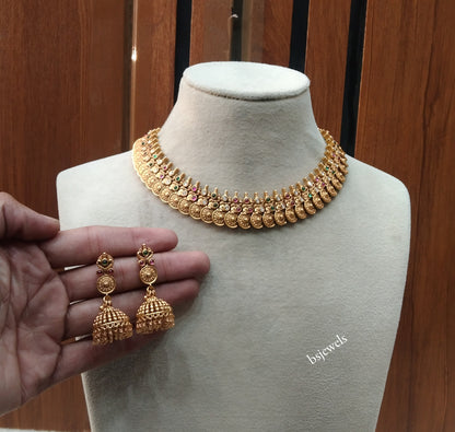 Gold Ruby Green Polki Necklace Jewellery Nuri Set