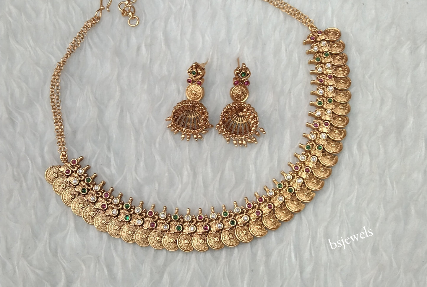 Gold Ruby Green Polki Necklace Jewellery Nuri Set