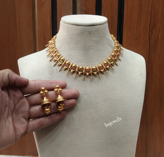 Gold Polki Necklace Jewellery Nuri Sets