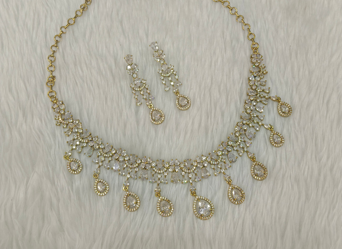 Antique American Diamond Ad Necklace Rewa Sets