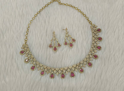 Antique Ruby American Diamond Ad Necklace Devin Sets