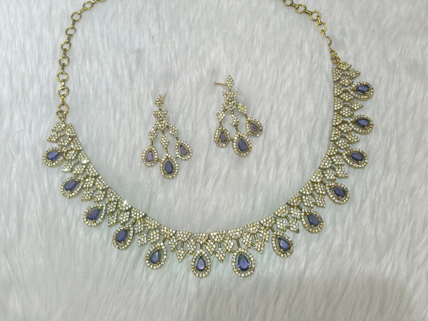Antique Purple American Diamond Ad Necklace Devin Sets
