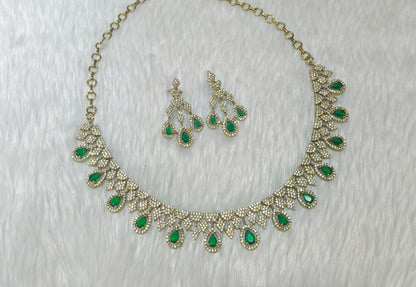 Antique Green American Diamond Ad Necklace Devin Sets