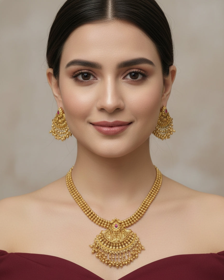 Gold Polki Necklace Jewellery Mintin Sets