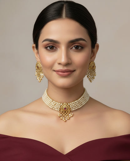Gold Polki Necklace Jewellery mintin Sets