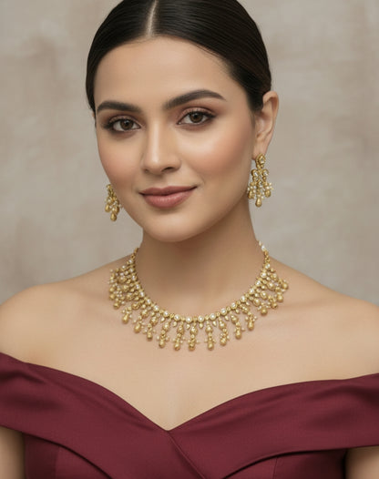 Gold Polki Necklace Jewellery Mintin Sets