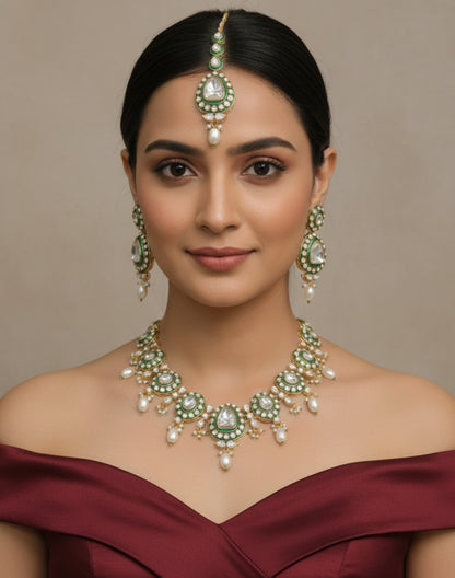 Gold Kundan Necklace Jewellery Dimpy Set