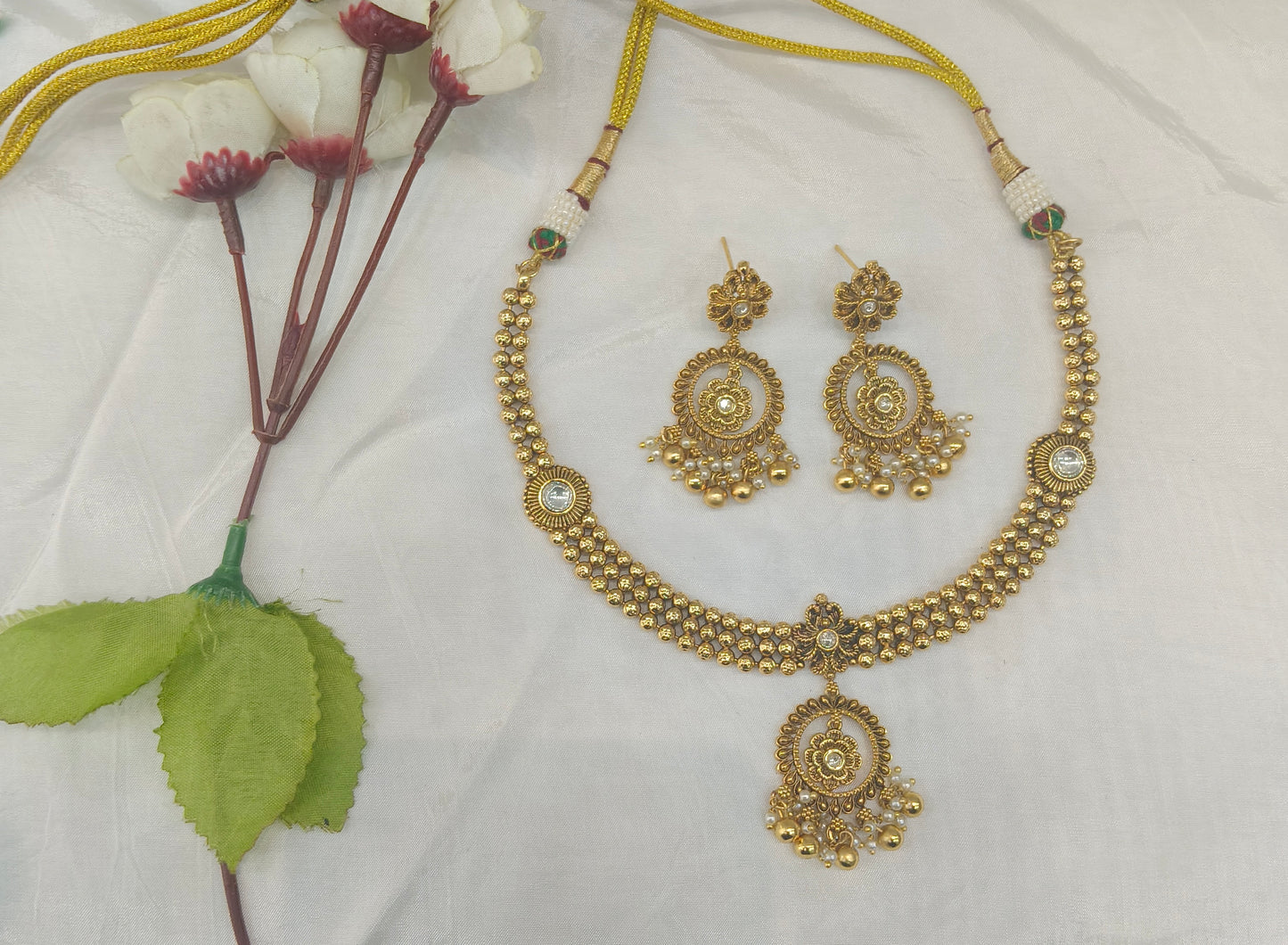 Gold Polki Necklace Jewellery Amiri Sets