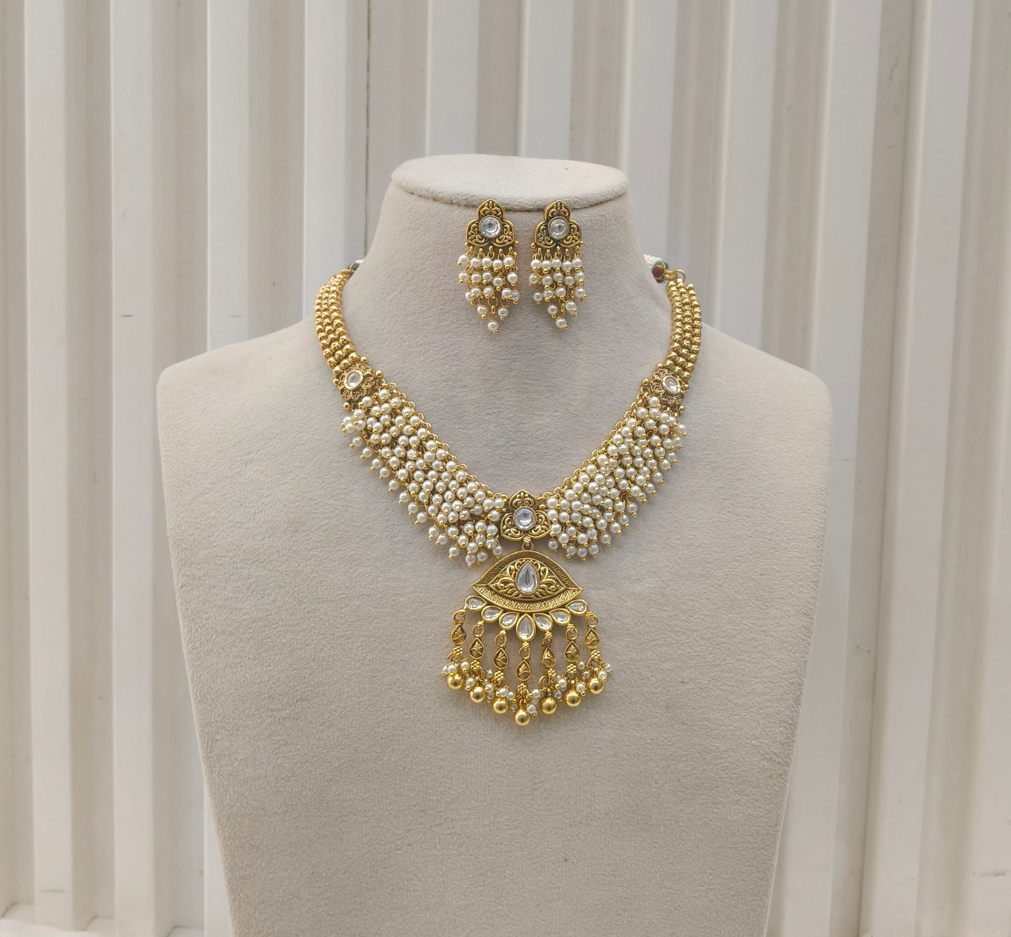 Gold Polki Necklace Jewellery Amiri Sets