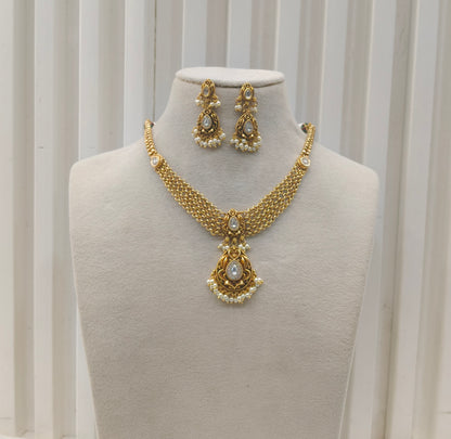 Gold Polki Necklace Jewellery Amiri Sets