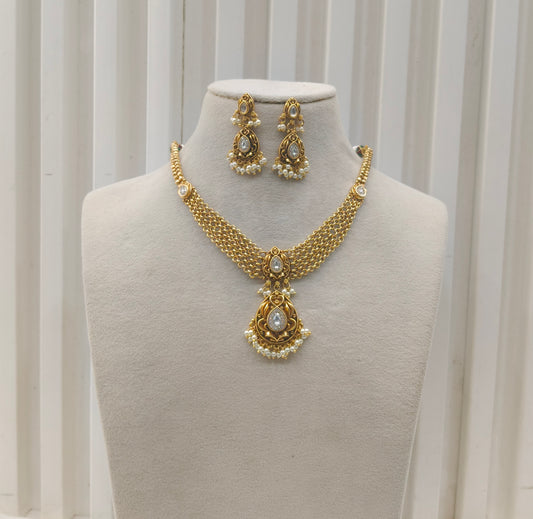 Gold Polki Necklace Jewellery Amiri Sets