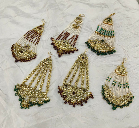 Kundan Jhumar Headpassa Bridal Passa/Pakistani side Headpiece