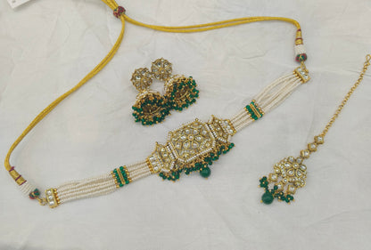 Gold Green Kundan Choker Jewellery Jai Set