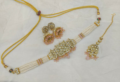 Gold Pink Kundan Choker Jewellery Jai Set