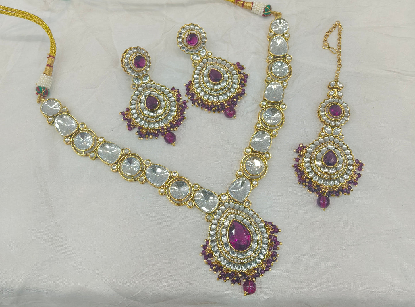 Gold Purple Kundan Nacklace Gauri sets
