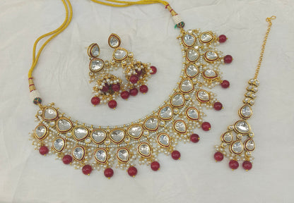 Gold Maroon Kundan Nacklace Adira sets