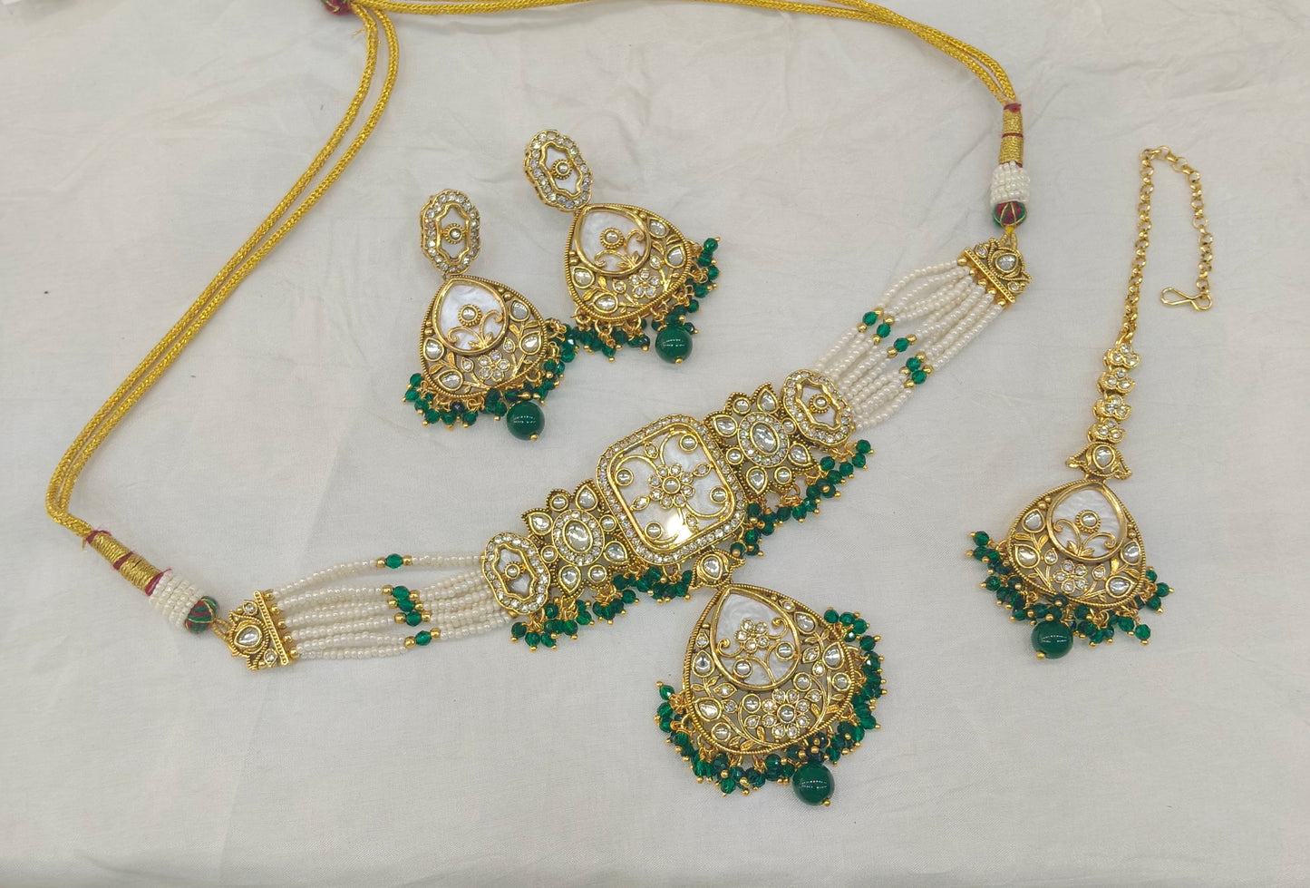 Gold Green Kundan Choker Jewellery Aanya Sets