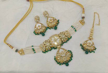 Gold Green Kundan Choker Jewellery Aanya Sets