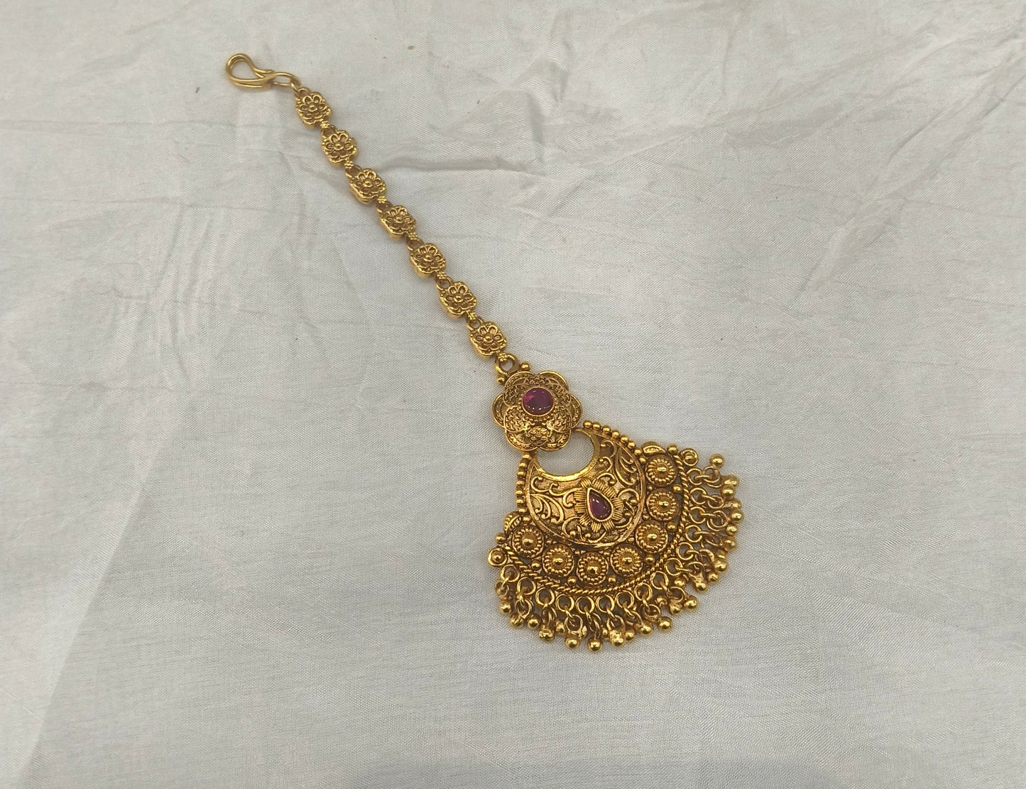 Gold polki Antique Gold Tikka Jewellery Headpiece Set