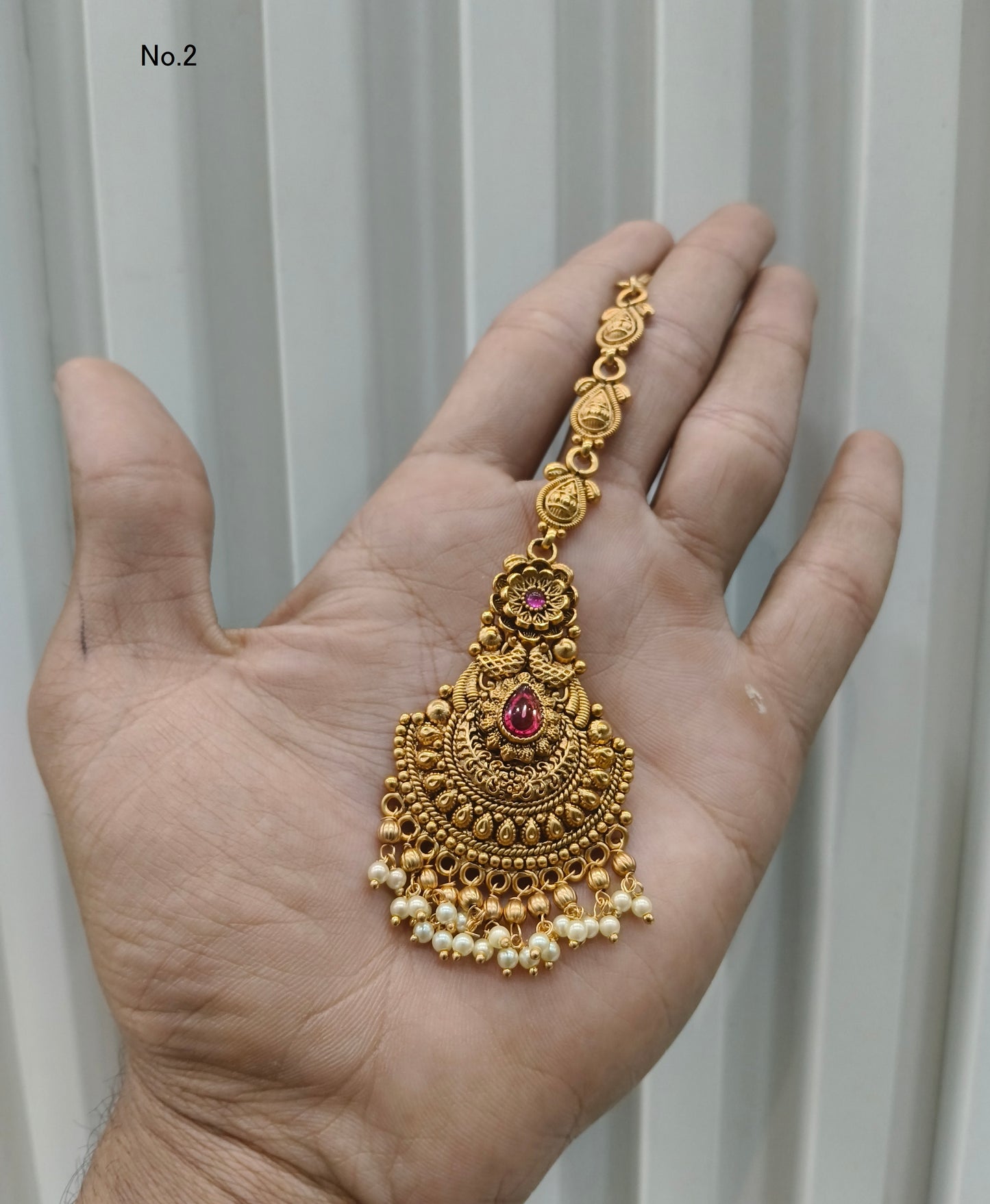 Gold polki Antique Gold Tikka Jewellery Headpiece Set