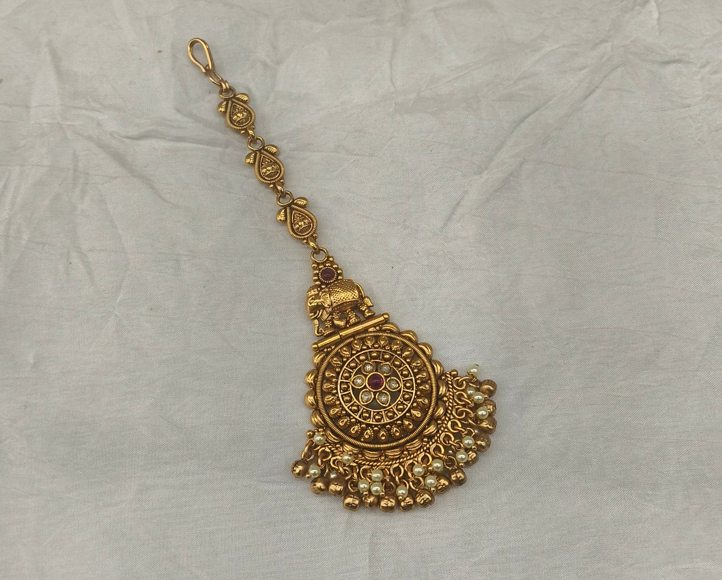 Gold polki Antique Gold Tikka Jewellery Headpiece Set