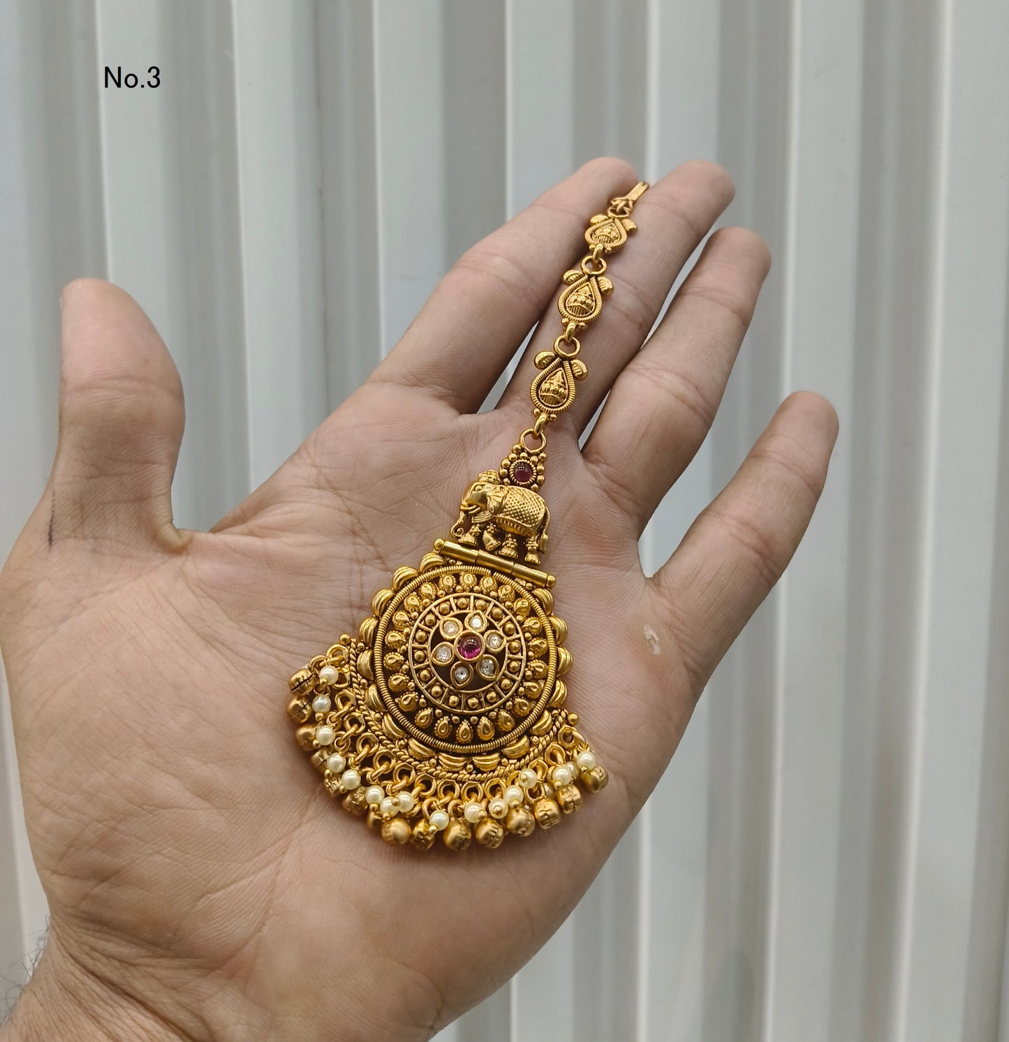 Gold polki Antique Gold Tikka Jewellery Headpiece Set