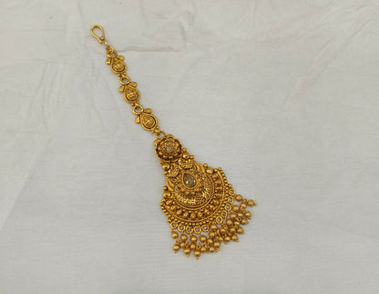 Gold polki Antique Gold Tikka Jewellery Headpiece Set