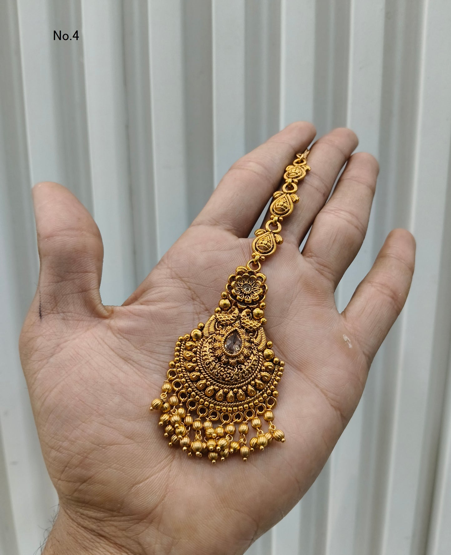 Gold polki Antique Gold Tikka Jewellery Headpiece Set