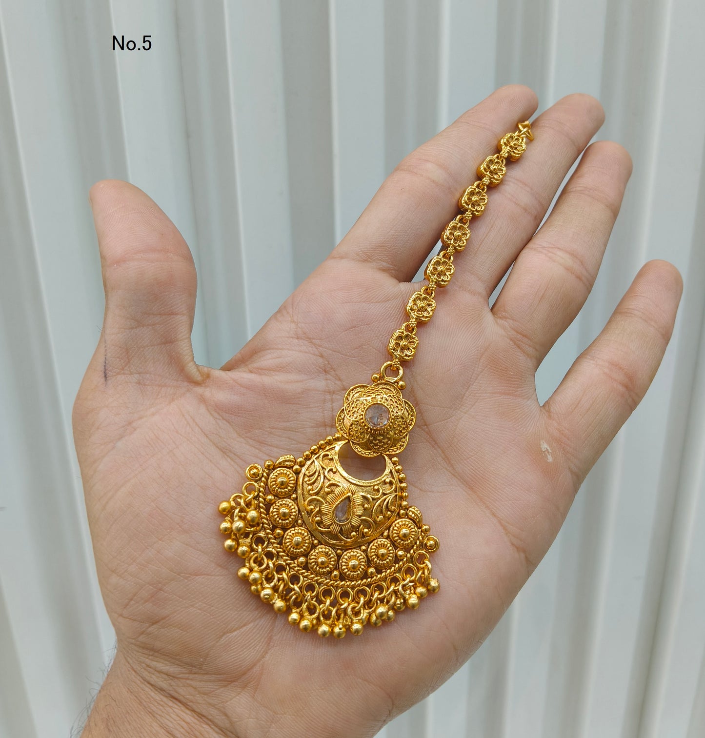 Gold polki Antique Gold Tikka Jewellery Headpiece Set
