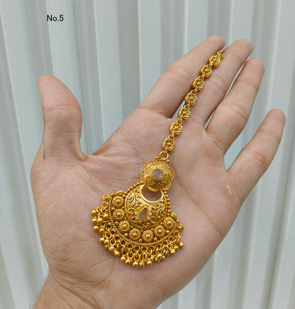 Gold polki Antique Gold Tikka Jewellery Headpiece Set