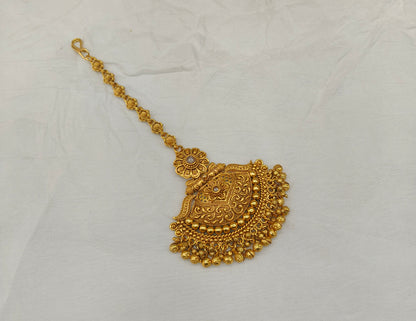 Gold polki Antique Gold Tikka Jewellery Headpiece Set
