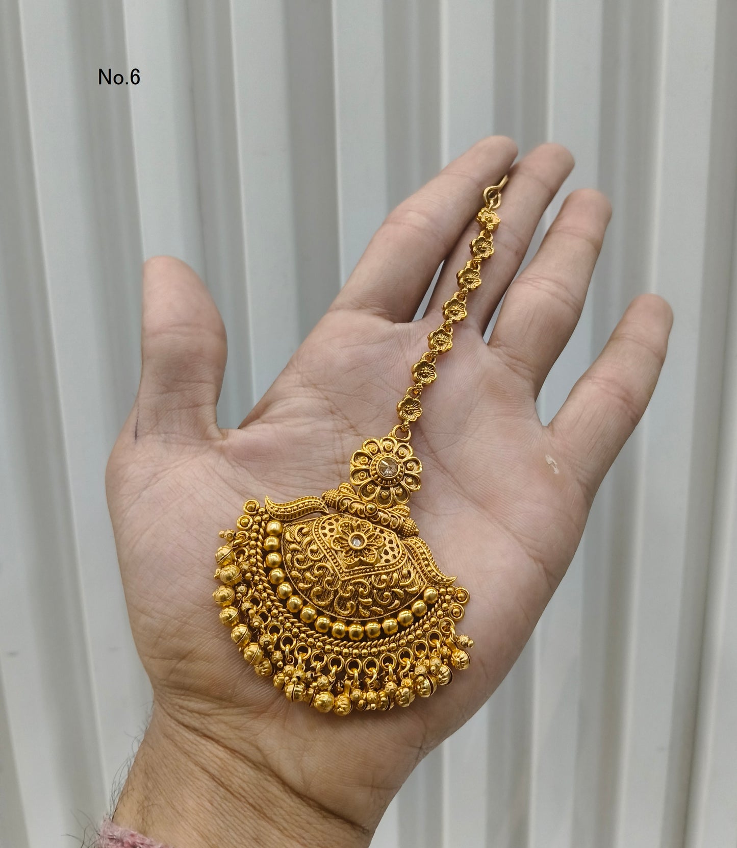 Gold polki Antique Gold Tikka Jewellery Headpiece Set